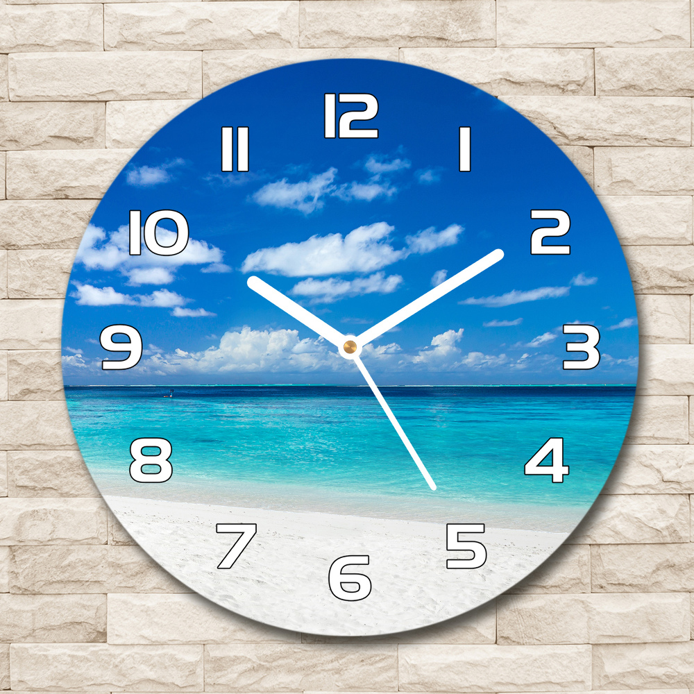 Horloge ronde Plage tropicale palmier