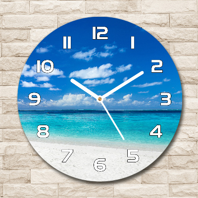 Horloge ronde Plage tropicale palmier