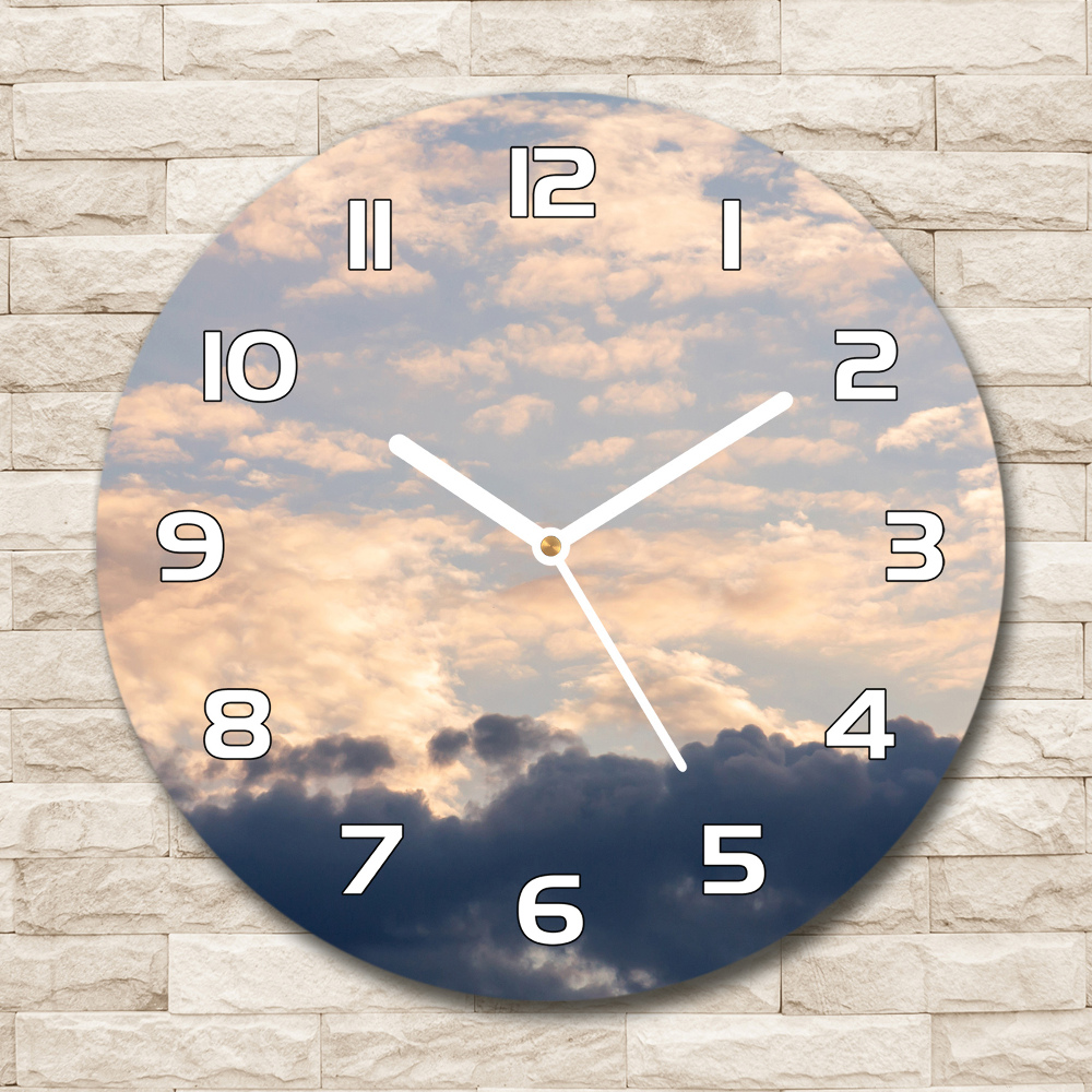 Horloge ronde murale Nuages roses