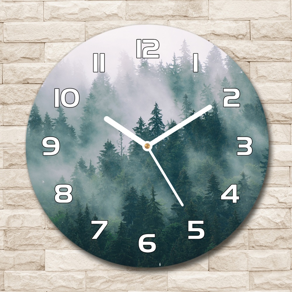 Horloge ronde murale Brouillard sur la forêt