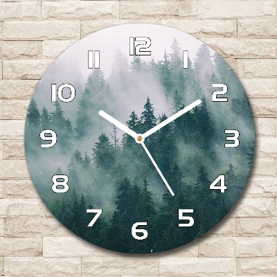 Horloge ronde murale Brouillard sur la forêt