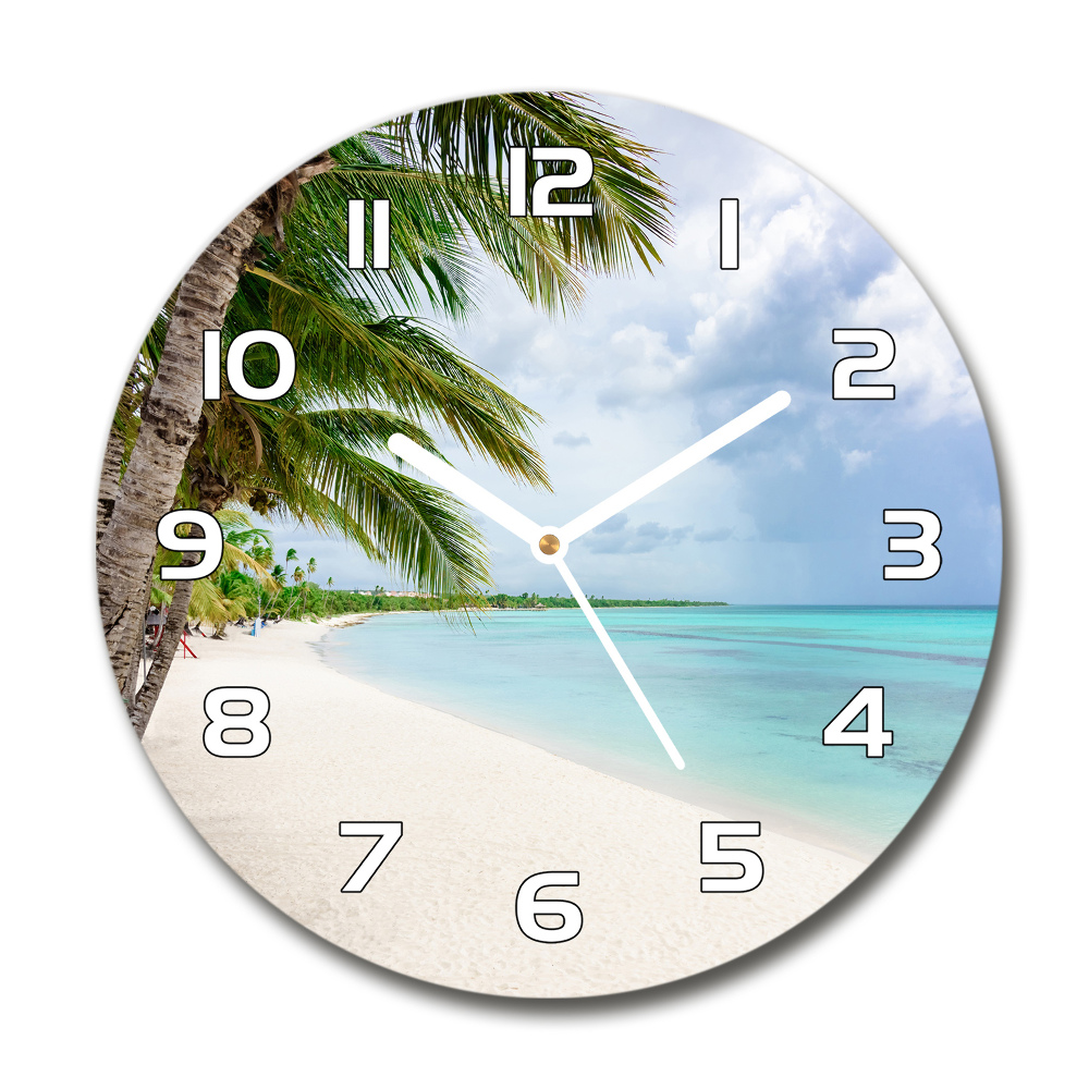 Horloge ronde murale Plage tropicale palmier