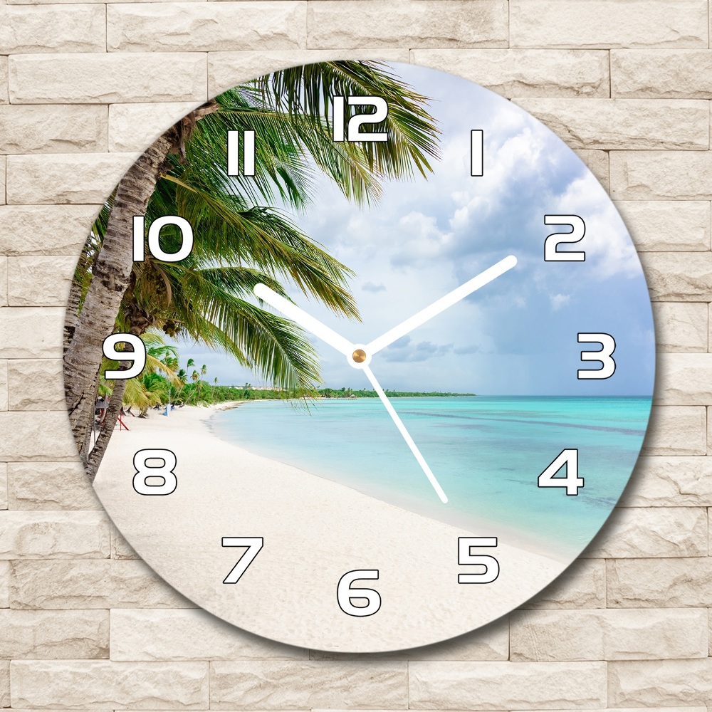 Horloge ronde murale Plage tropicale palmier