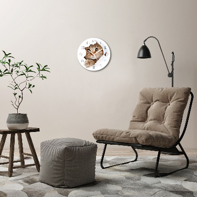 Horloge en verre ronde Chat