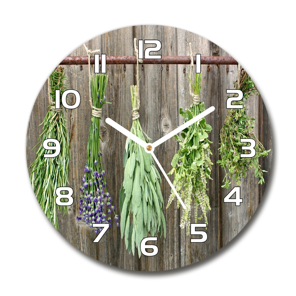 Horloge ronde en verre Herbes sur une ficelle