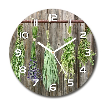 Horloge ronde en verre Herbes sur une ficelle