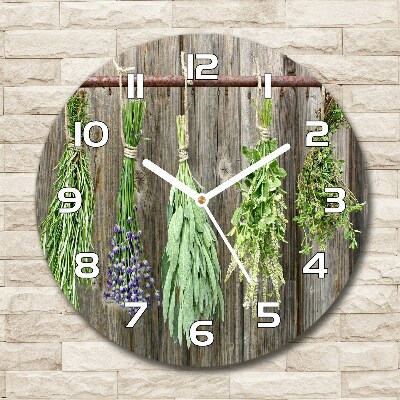 Horloge ronde en verre Herbes sur une ficelle