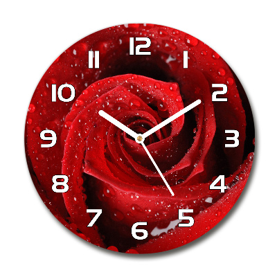 Horloge ronde murale Gouttes sur une rose