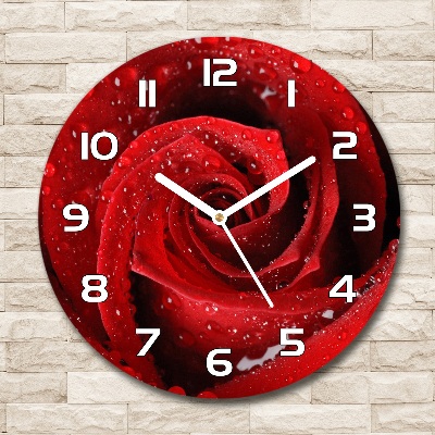 Horloge ronde murale Gouttes sur une rose