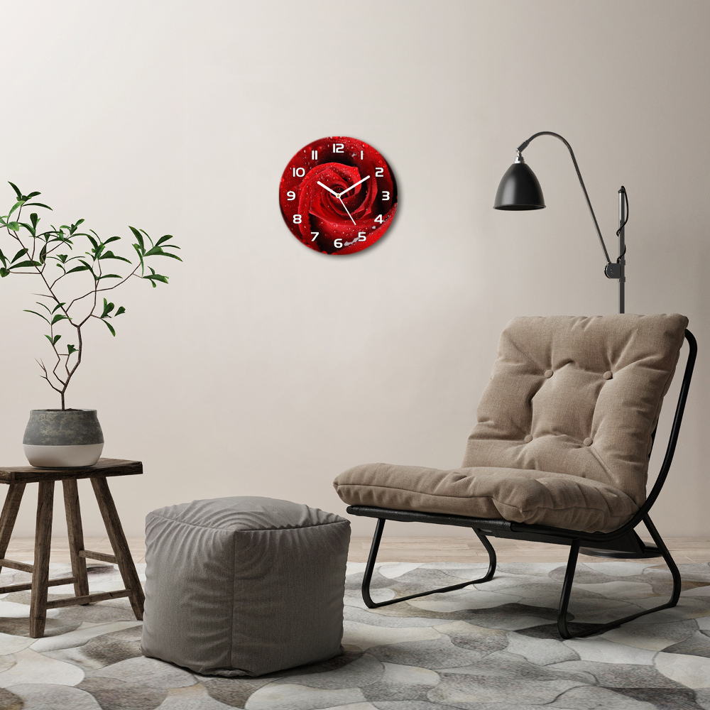 Horloge ronde murale Gouttes sur une rose