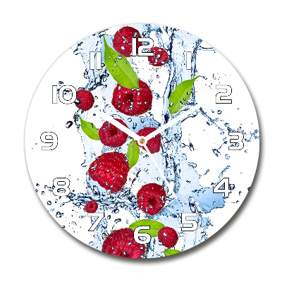 Horloge ronde murale Framboises et eau