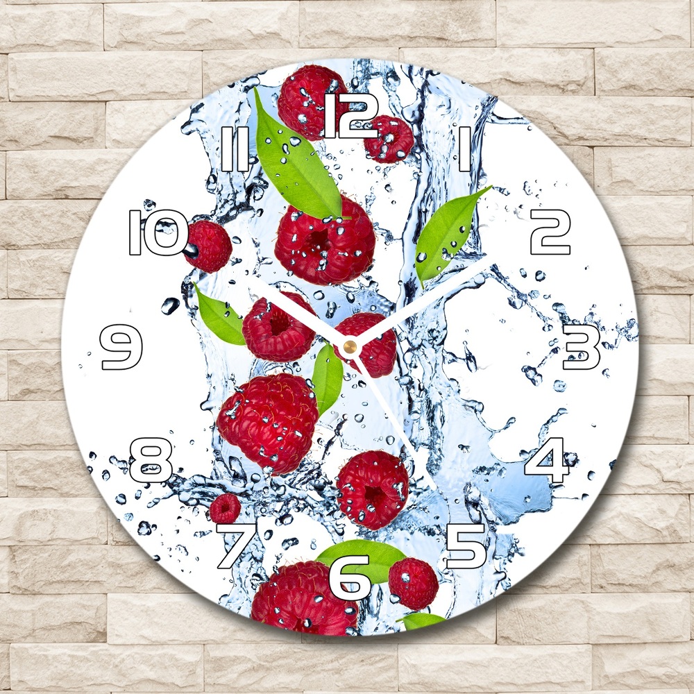 Horloge ronde murale Framboises et eau