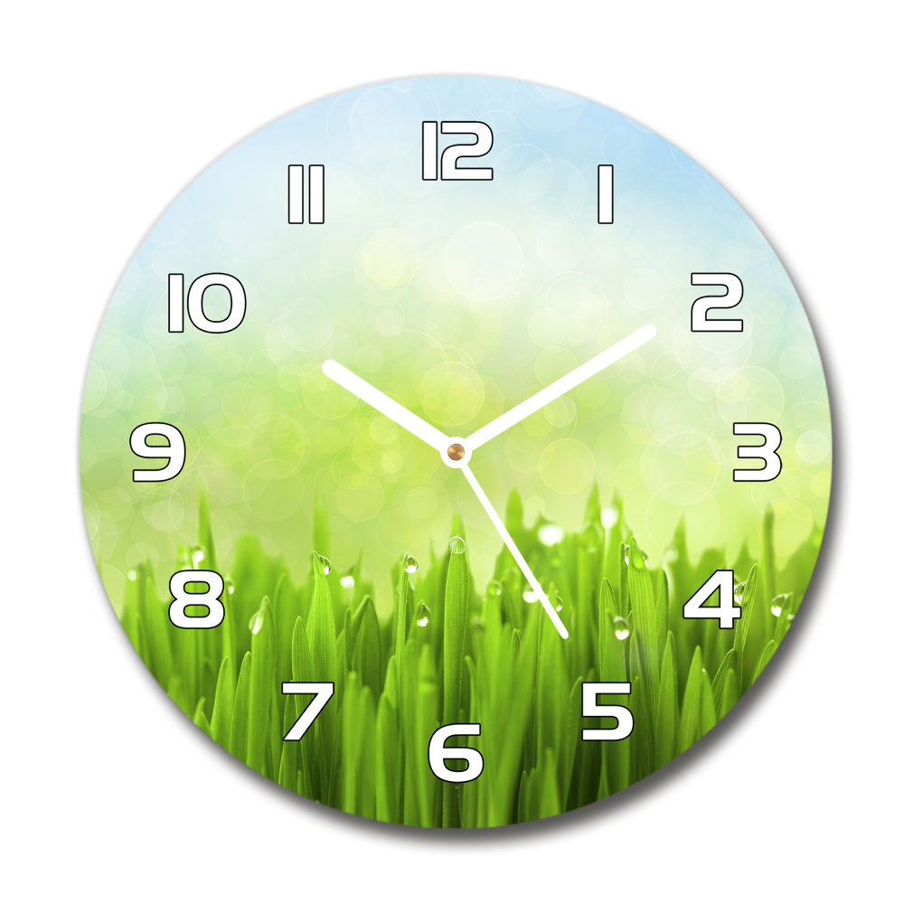 Horloge en verre ronde Herbe