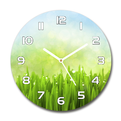 Horloge en verre ronde Herbe