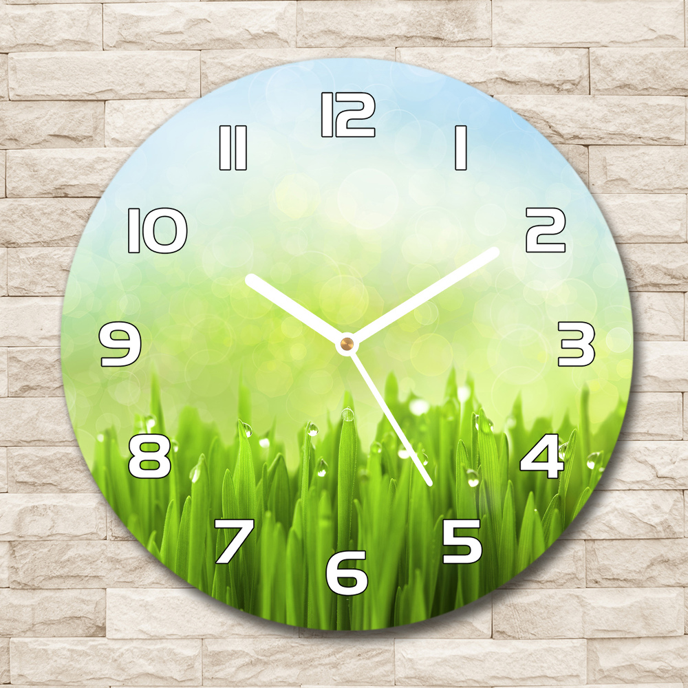 Horloge en verre ronde Herbe