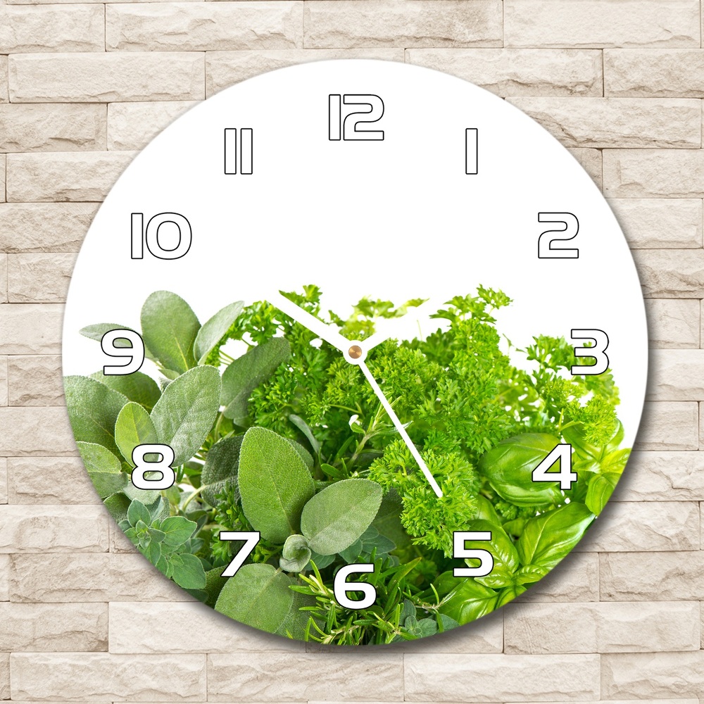 Horloge ronde murale Herbes aromatiques