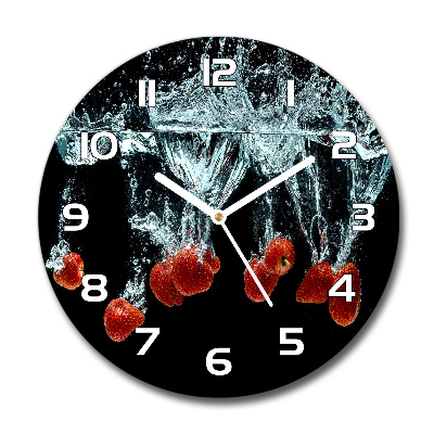 Pendule murale ronde Fraises sous l'eau