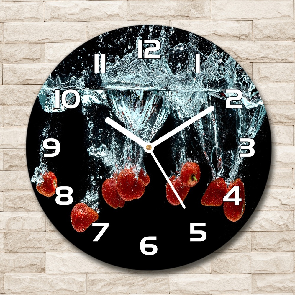 Pendule murale ronde Fraises sous l'eau