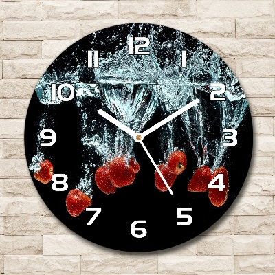 Pendule murale ronde Fraises sous l'eau