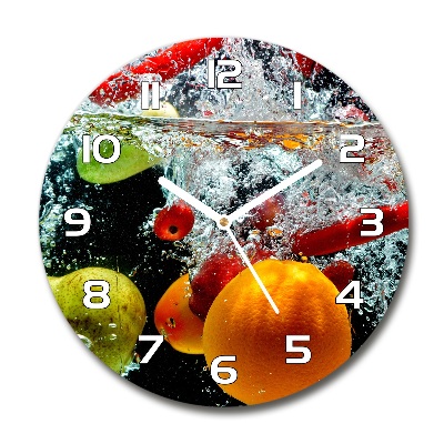 Pendule murale ronde Fruits sous l'eau