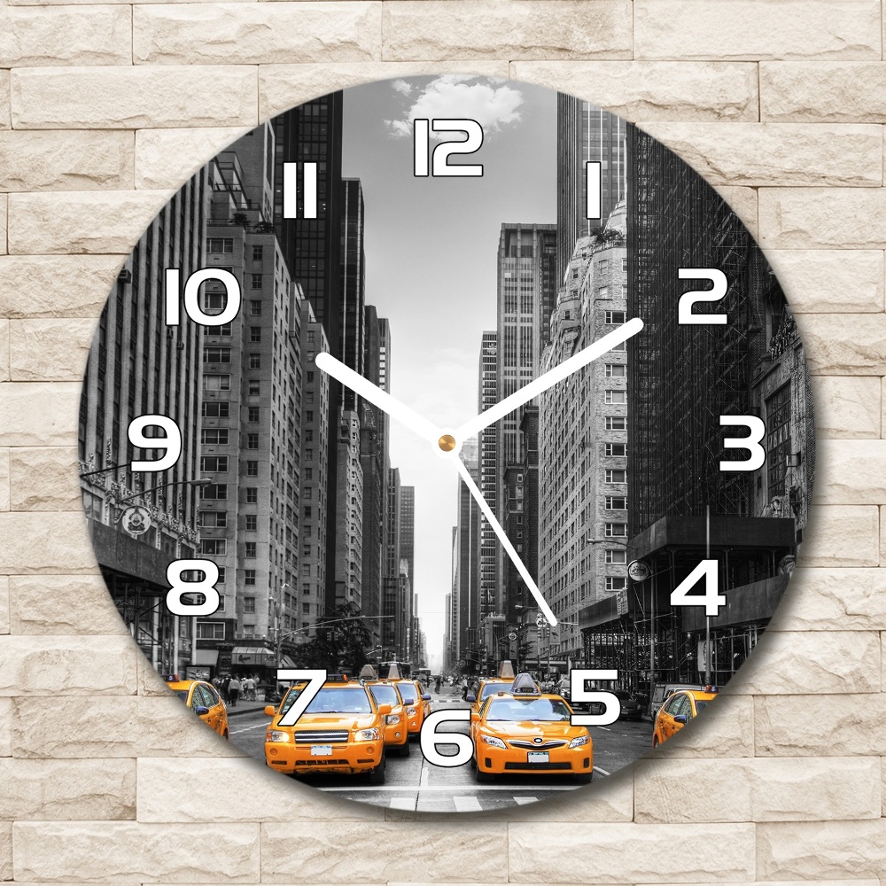 Horloge ronde murale Taxis New York