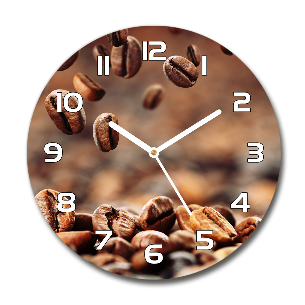 Horloge ronde Grains de café volants