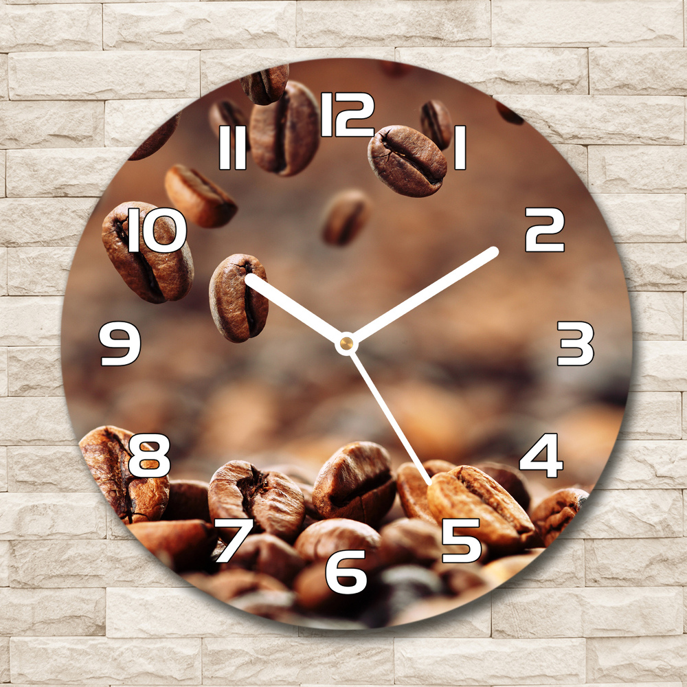 Horloge ronde Grains de café volants