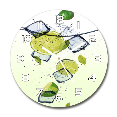 Horloge ronde murale Citrons verts et glace