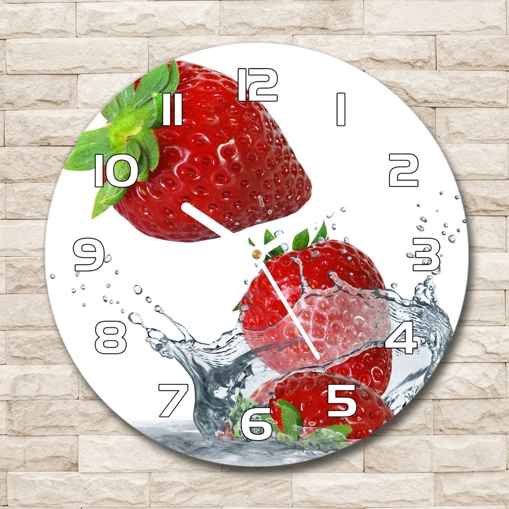 Horloge ronde murale Fraises et eau