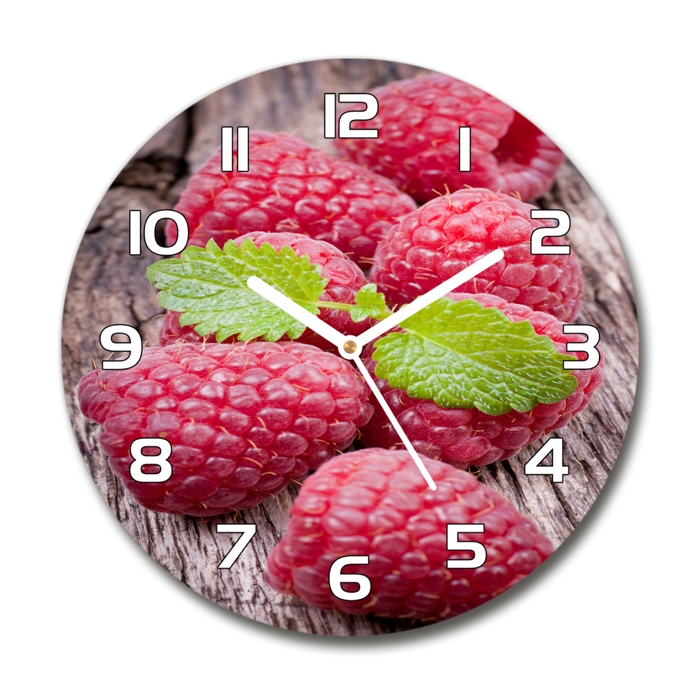 Horloge en verre ronde Framboises