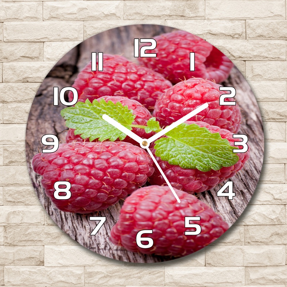 Horloge en verre ronde Framboises