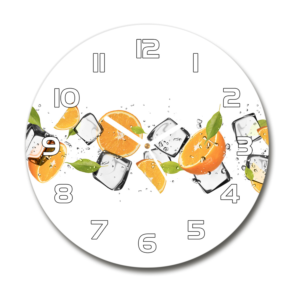 Horloge ronde murale Oranges avec glace