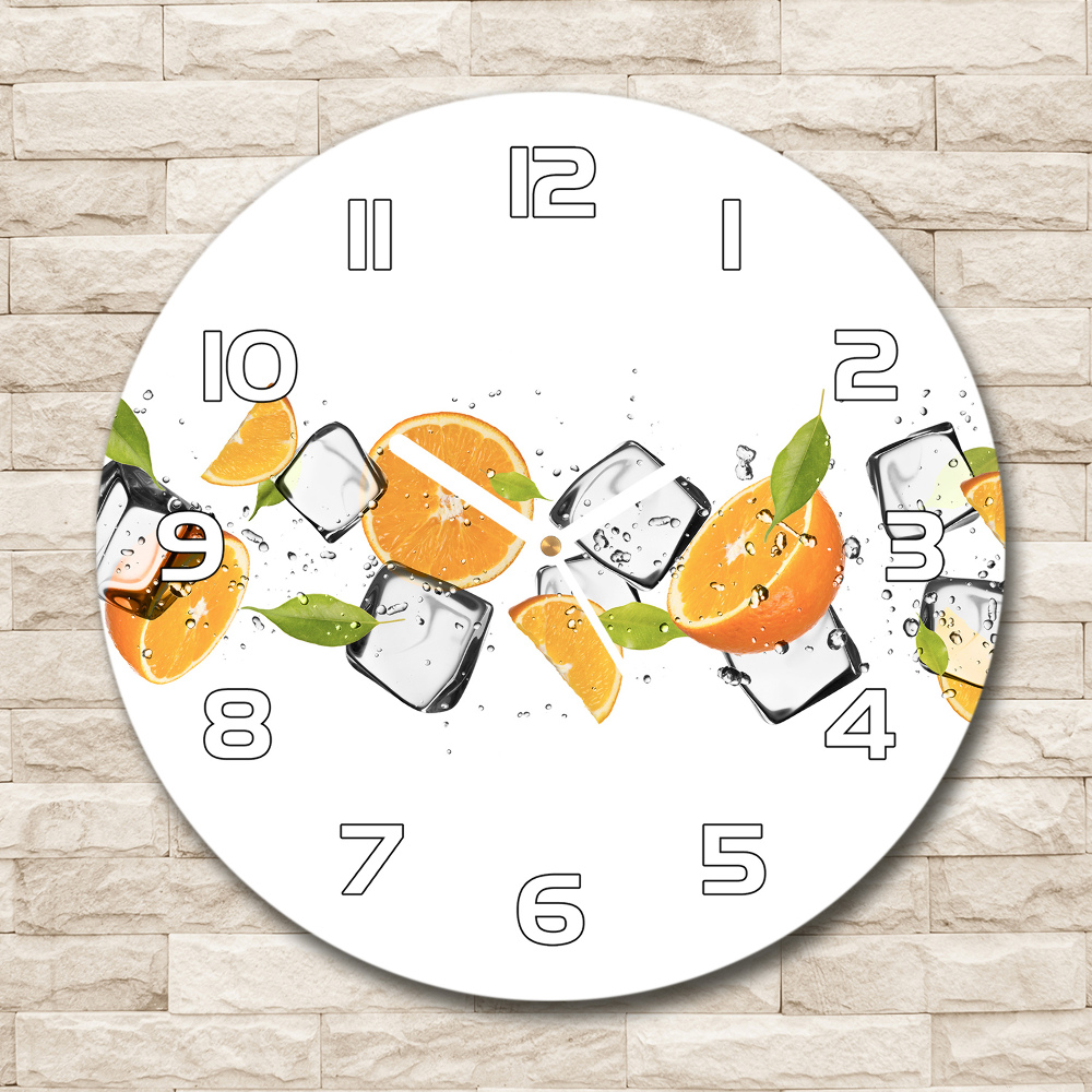 Horloge ronde murale Oranges avec glace