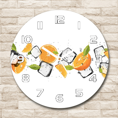 Horloge ronde murale Oranges avec glace