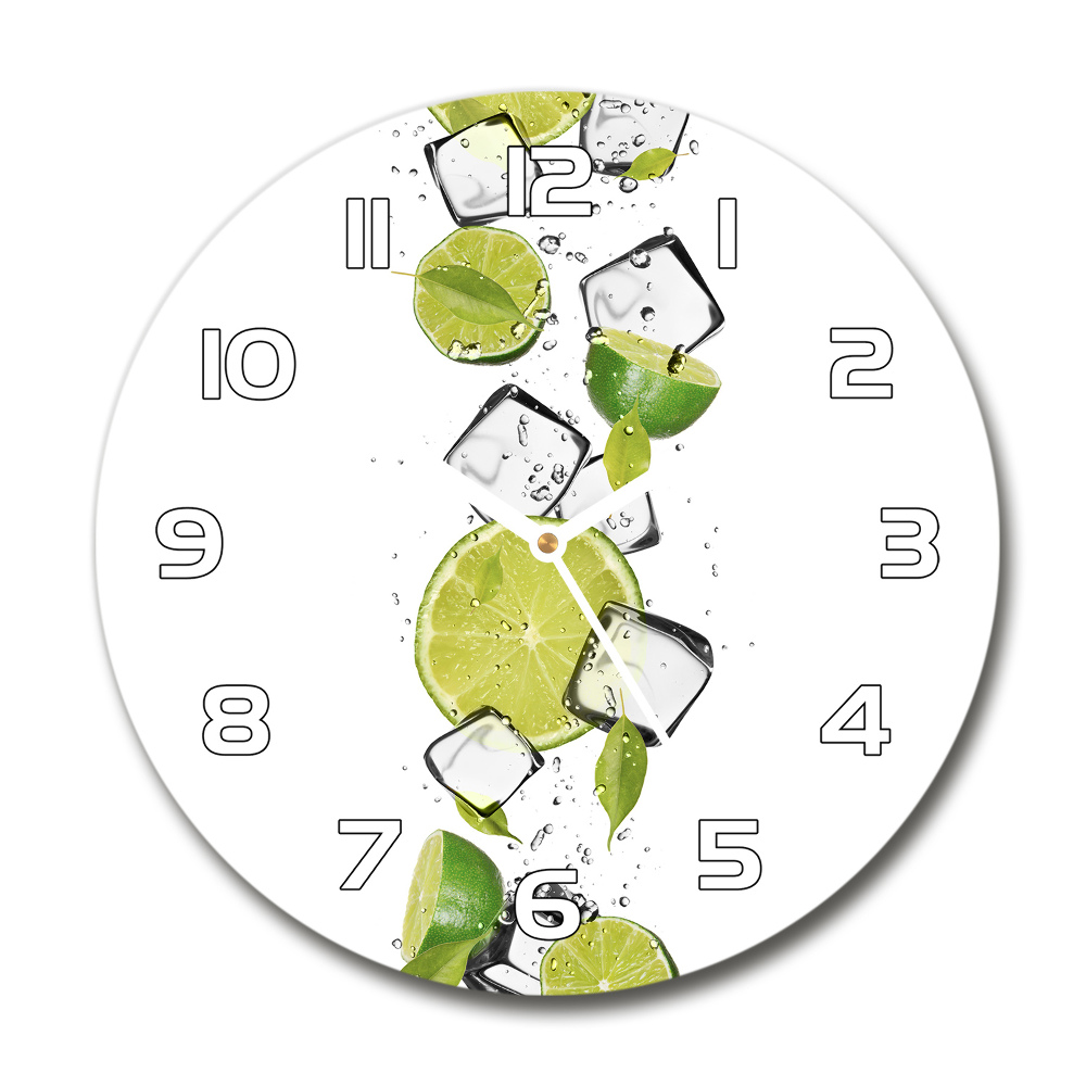 Pendule murale ronde Citron vert sur glace