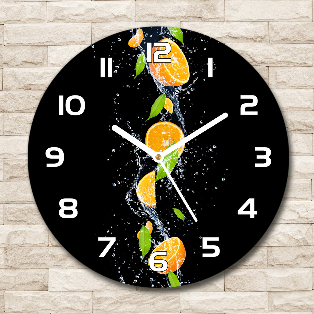 Horloge ronde murale Oranges et eau