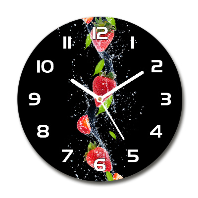 Pendule murale ronde Fraises et eau