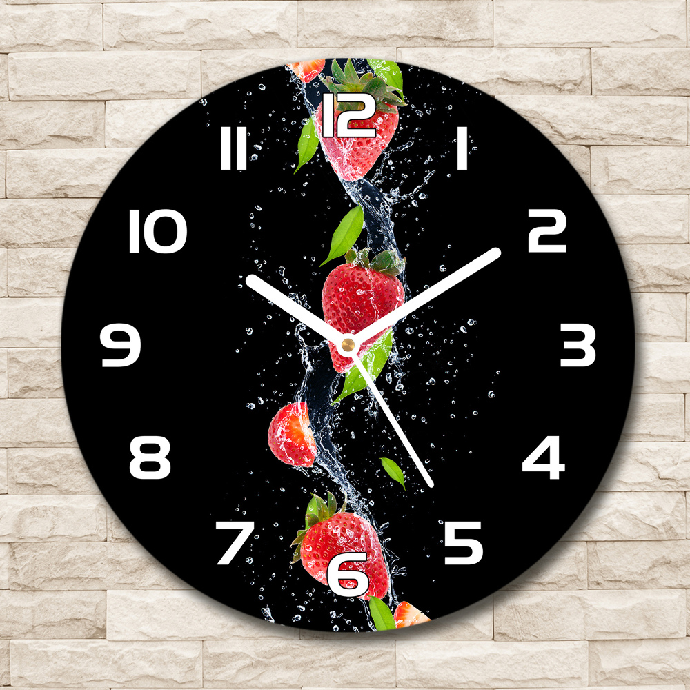 Pendule murale ronde Fraises et eau