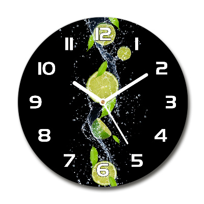 Horloge ronde Citrons verts et eau