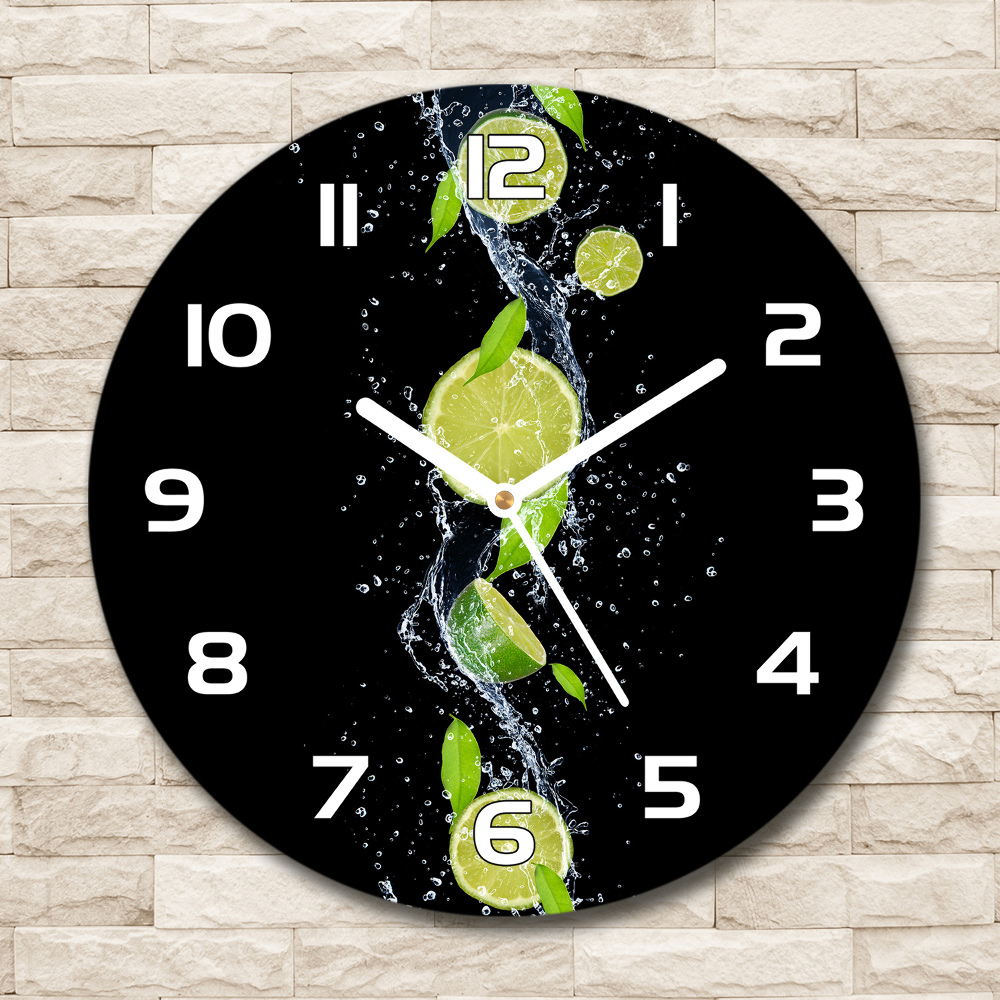 Horloge ronde Citrons verts et eau