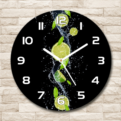 Horloge ronde Citrons verts et eau