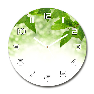 Horloge ronde murale Feuilles vertes