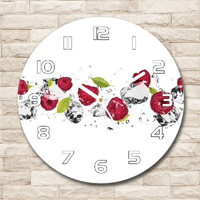 Horloge ronde Framboises et eau