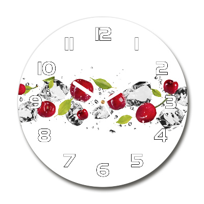 Horloge ronde Cerises et eau