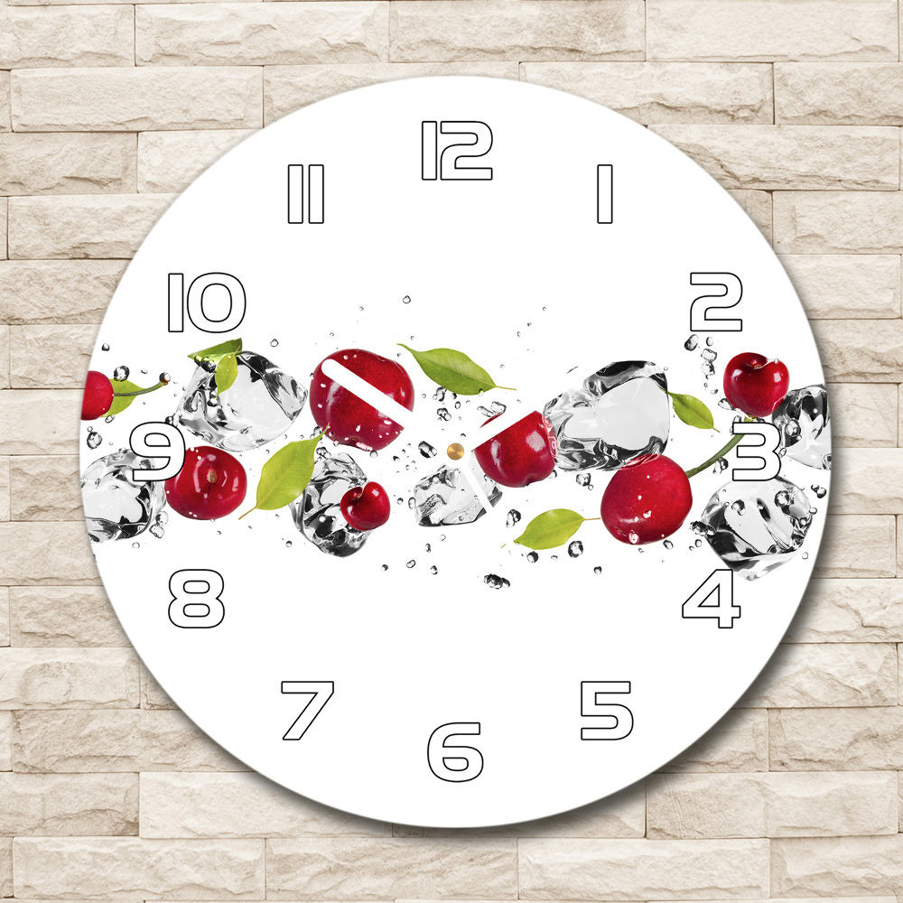 Horloge ronde Cerises et eau