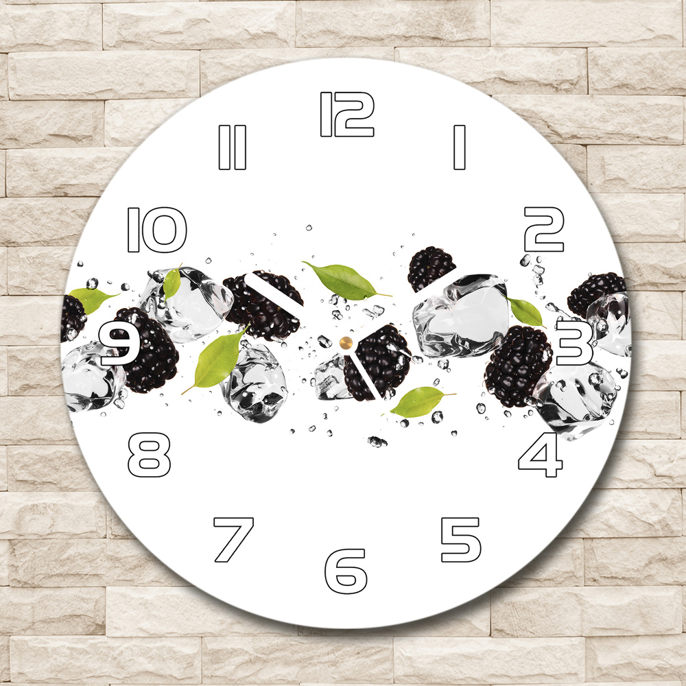 Horloge en verre ronde Cerises et eau