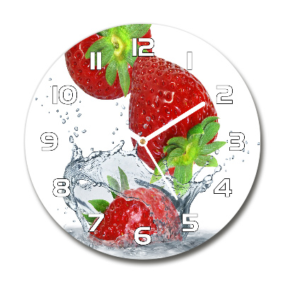 Horloge ronde Fraises et eau