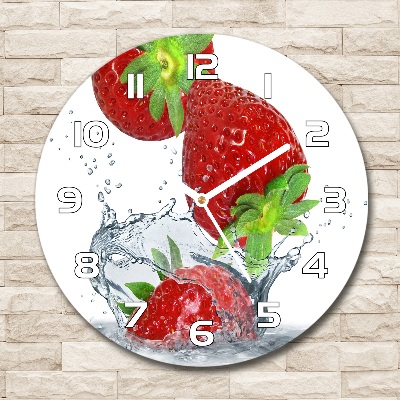 Horloge ronde Fraises et eau