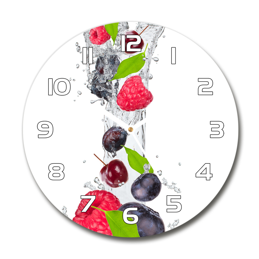 Horloge en verre ronde Fruits et eau