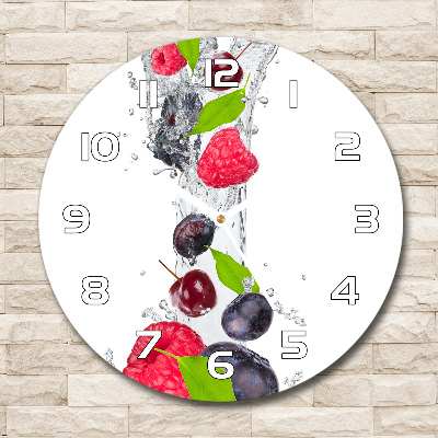 Horloge en verre ronde Fruits et eau